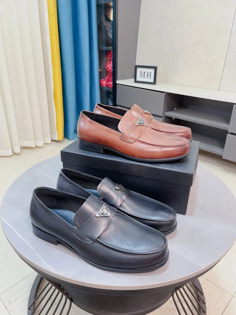 Men's shoes 💰540🌹🌹【PRADA Leather Shoes】Top purchasing agency Original imported Italian custom-made open-edge beaded cowhide leather surface, fully imported water-dyed breathable cowhide lining, original factory special molded sole super comfortable, size: 38-44